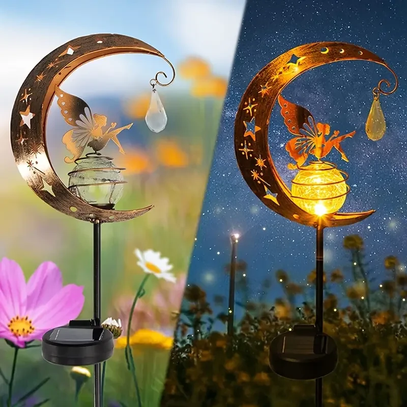 Solar-Powered Iron Moon Fairy Light - Exquisite Yard Decor for Garden Pathways & Gazebos