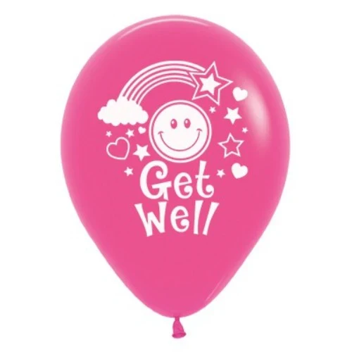 30cm Get Well Smiley Faces  Fuchsia Fashion - Pack of 6