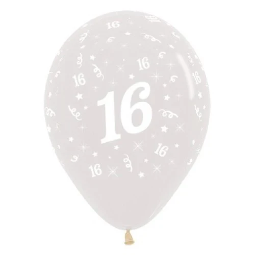 Balloons Age 16 Jewel Crystal Clear - Pack of 25