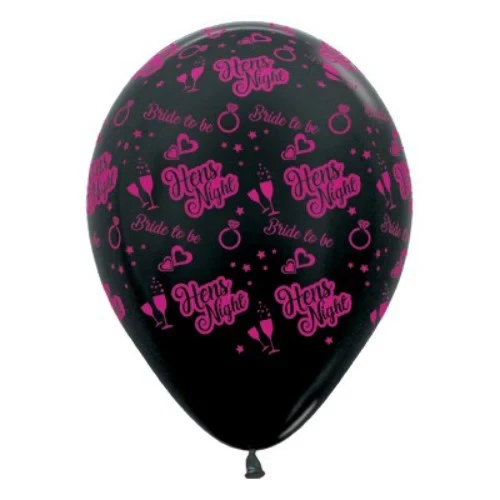 30cm Hens Night Bride to Be Black Metallic - Pack of 25
