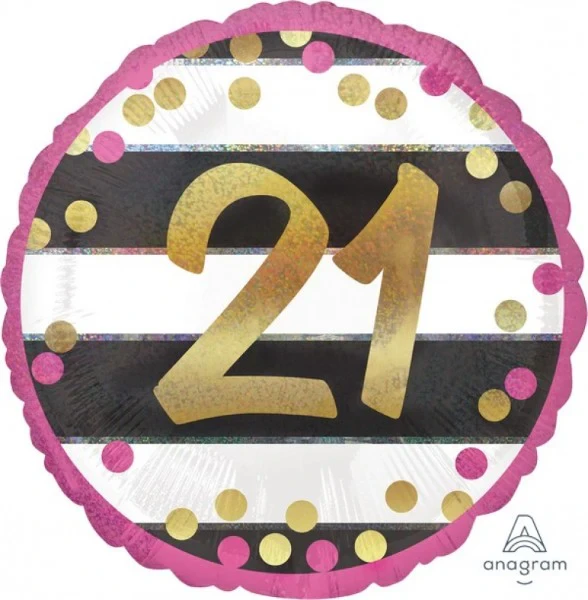 Foil Balloon - Self Sealing Milestone 21 - Pink And Gold (45cm)