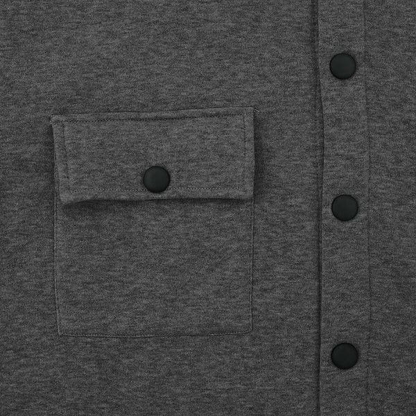 Men's Comfortable Plush Shirt - Solid Color, Loose Fit with Lapel Collar, Long Sleeve Design