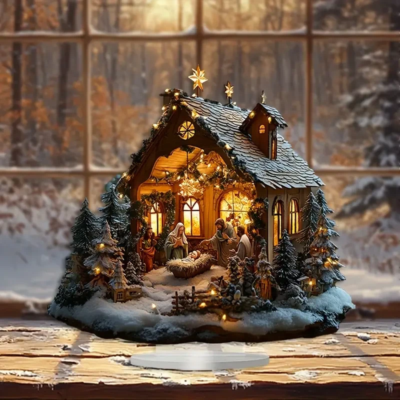 25.4x20.32 cm Bohemian Style Acrylic Nativity Scene Display Stand