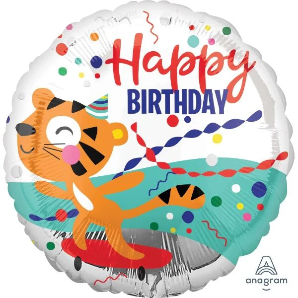 Balloon - 45cm Standard HX Happy Birthday Tiger Birthday