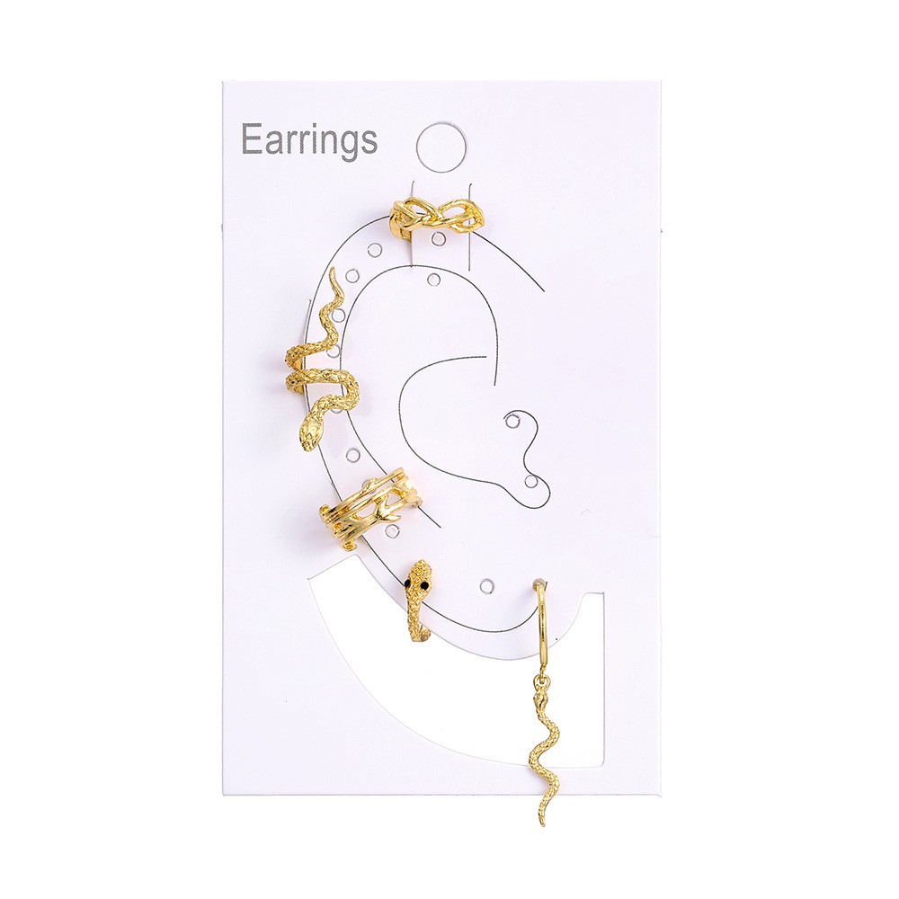 Punk Gold Plated Animal Snake Clip Earrings
