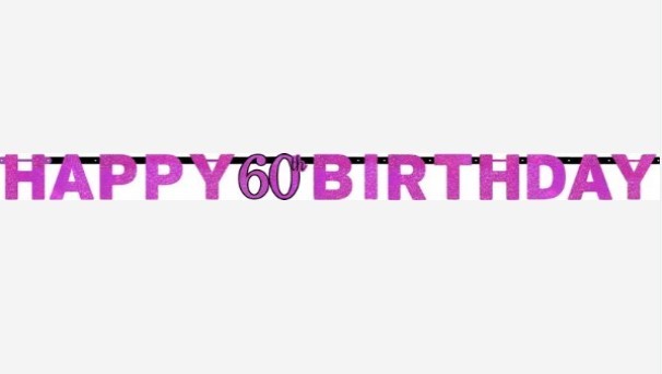 Banner - Celebration 60 Prismatic Letters - Plastic (Pink)