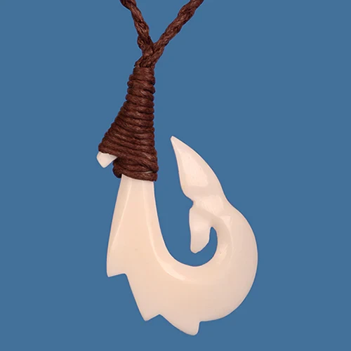 Bone Whale Tail Hook Pendant