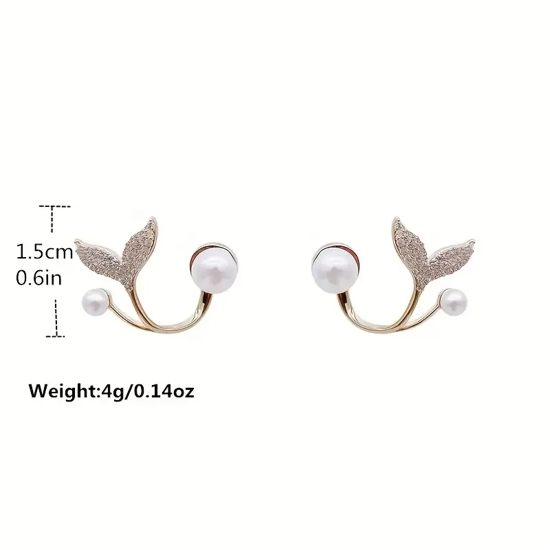 Dazzling Mermaid Tail Pearl Stud Earrings