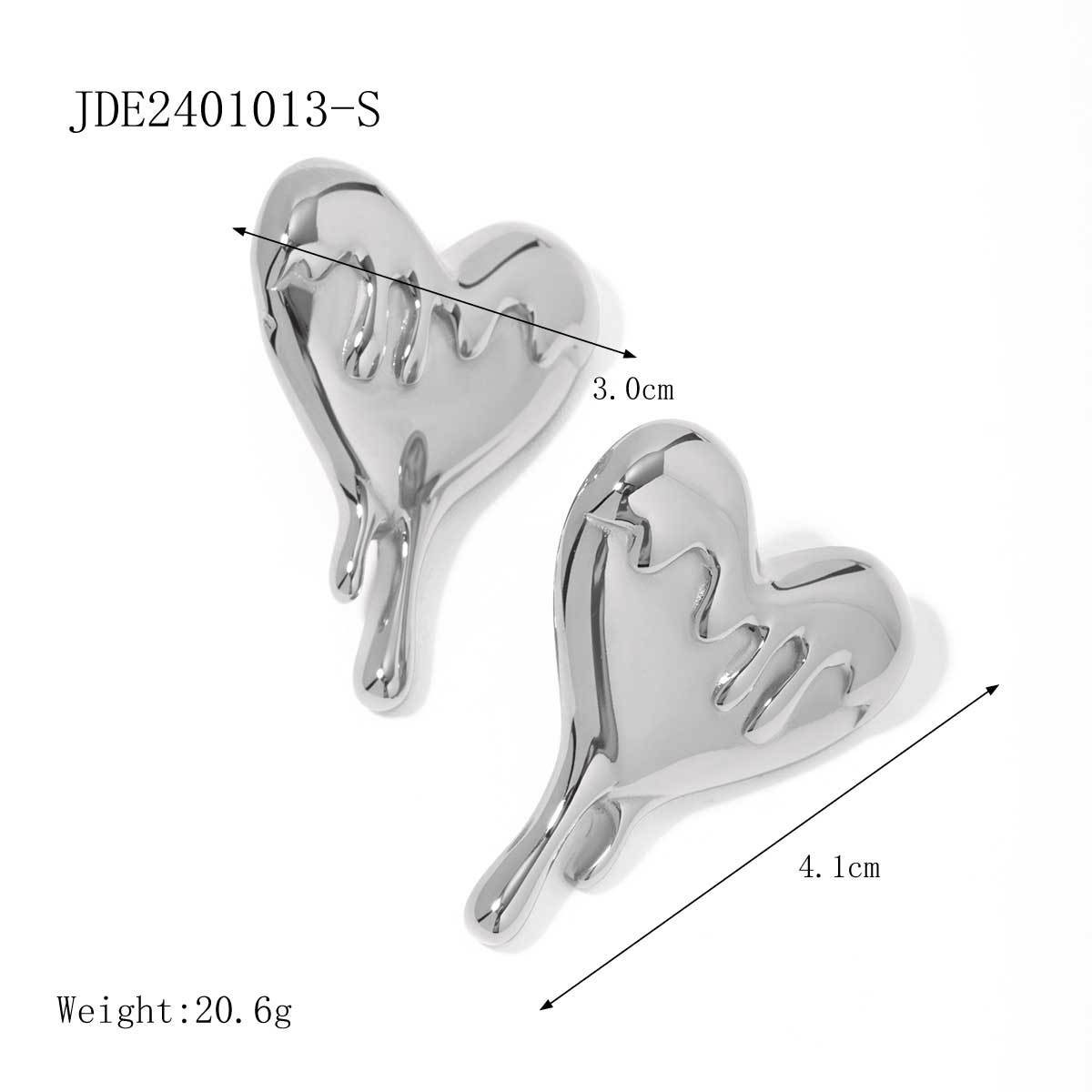 Gold Stainless Steel Melting Love Heart Earrings