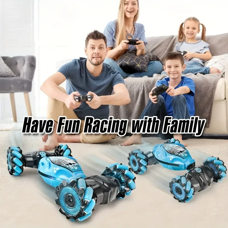 LED-Lit Gesture-Controlled Stunt RC Car Transforming, Climbing, & Rechargeable
