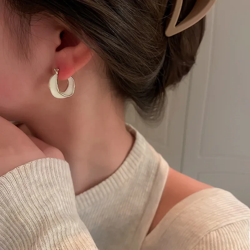 Dripping Glaze Geometric Irregular Round Earrings