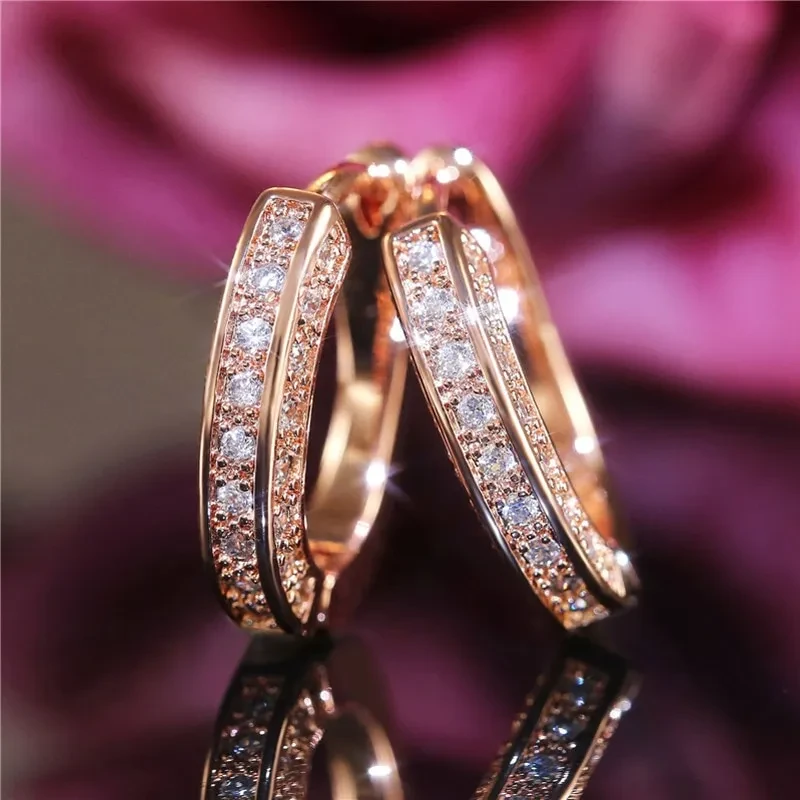 Fashion New Earrings Three-sided Full Diamond