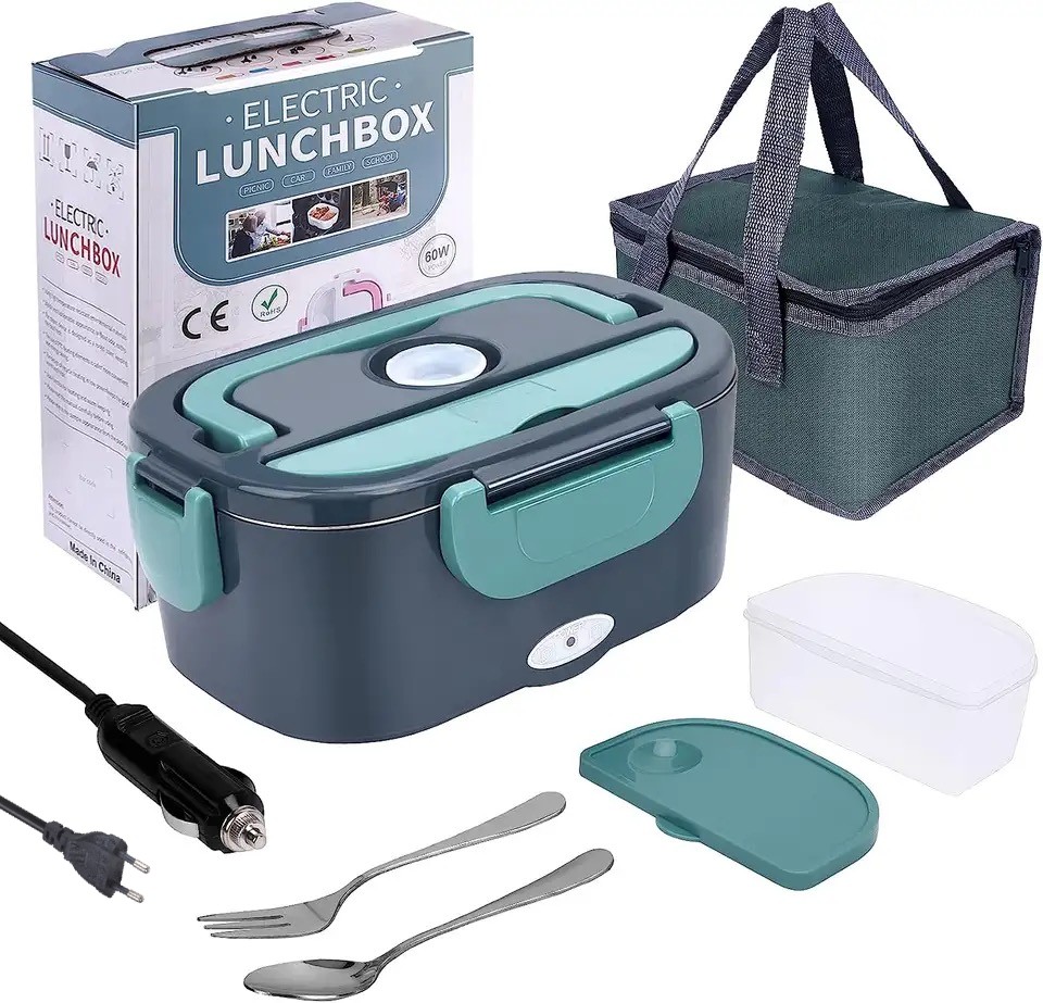 HOMEFISH 1.5L Electric Lunch Box Food Warmer Portable 60W Food Heater with Leak-Proof 304 Stainless Steel Liner