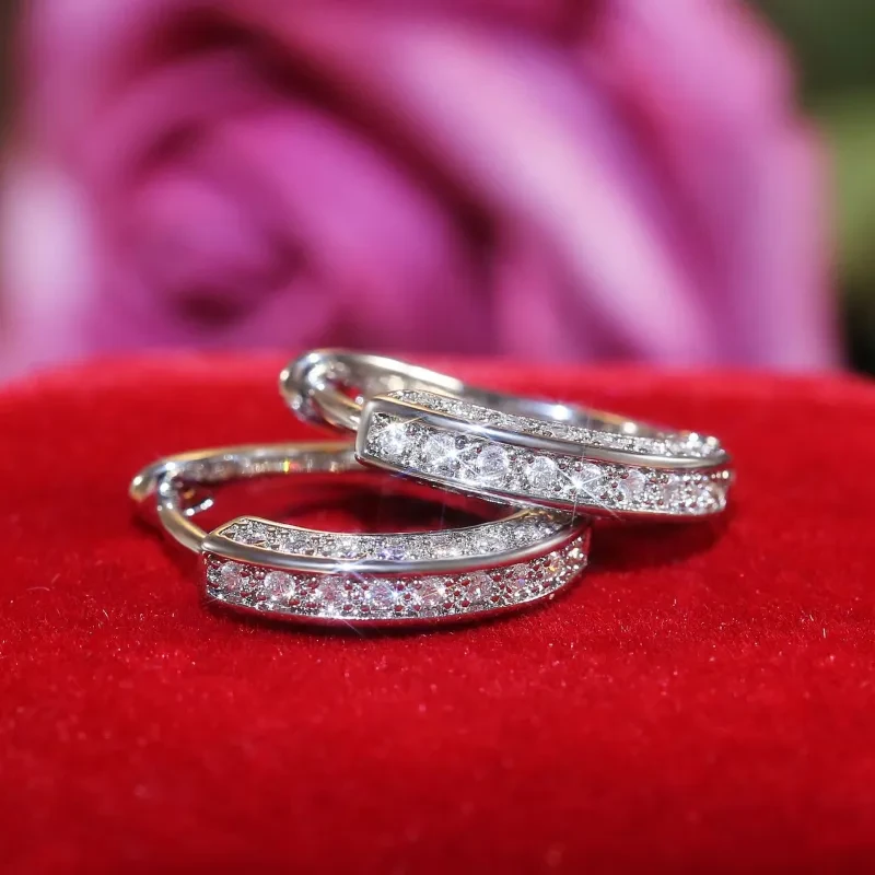 Fashion New Earrings Three-sided Full Diamond