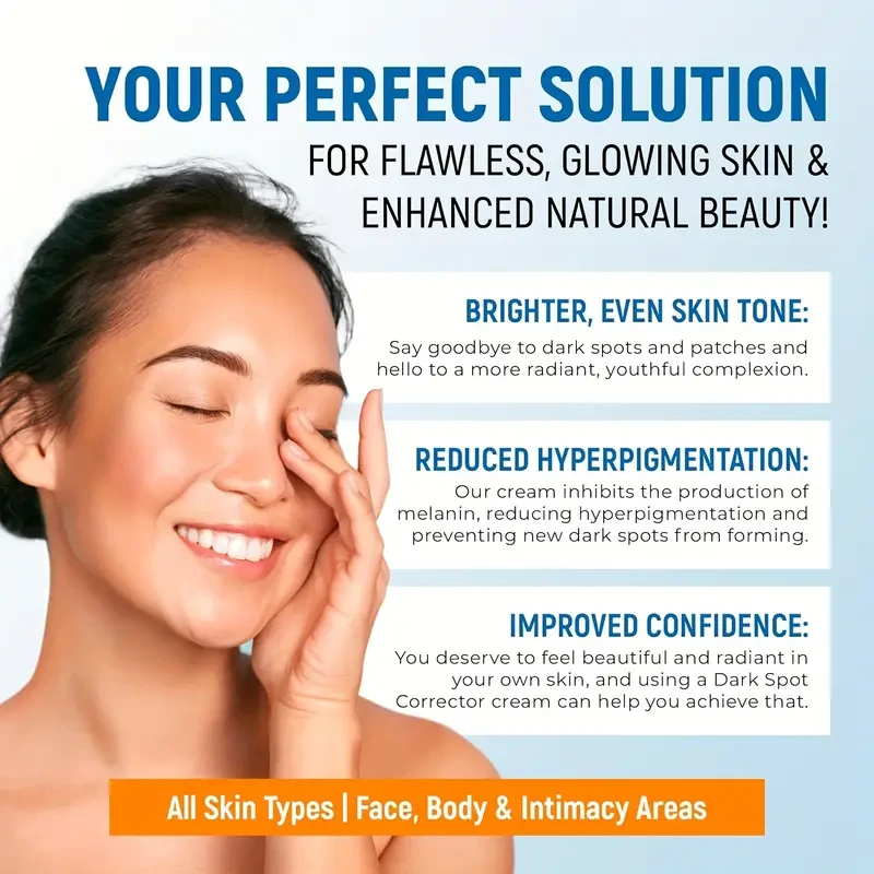50g Radiant Skin Dark Spot Remover Cream - High-Potency 43% Active Ingredients Blend with Vitamin C, Niacinamide, Collagen for Skin Lightening, Brightening, and Correcting - Suitable for Women and Men, All Skin Types