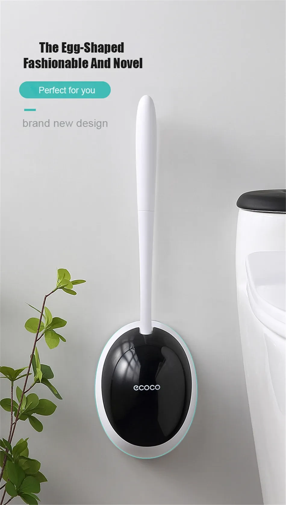 Wall-Mounted Silicone Toilet Brush with Holder