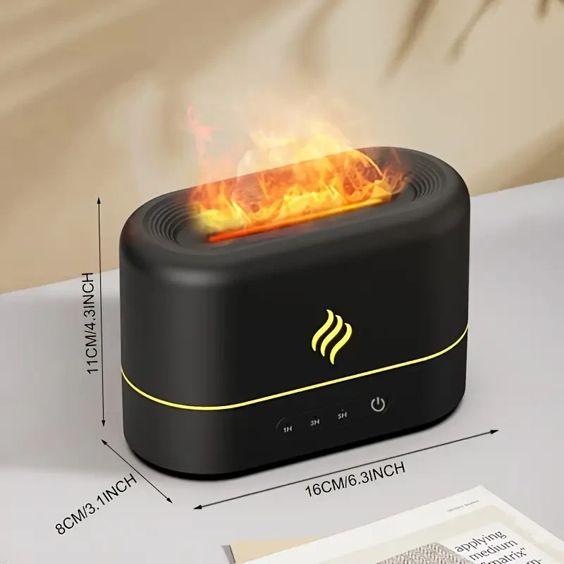 7 Colors Flame Simulation Ultrasonic Humidifier - USB Essential Oil Diffuser