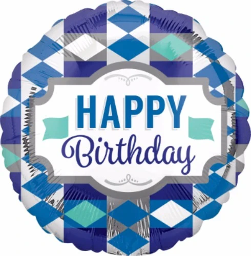 Balloon 45cm Happy Birthday Tie Pattern