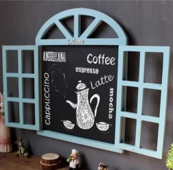 Wooden False Window Chalkboard Wall Decor