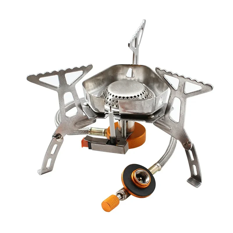 5800W Windproof Camping Gas Stove  with Piezo Ignition and Fuel Canister Adapters