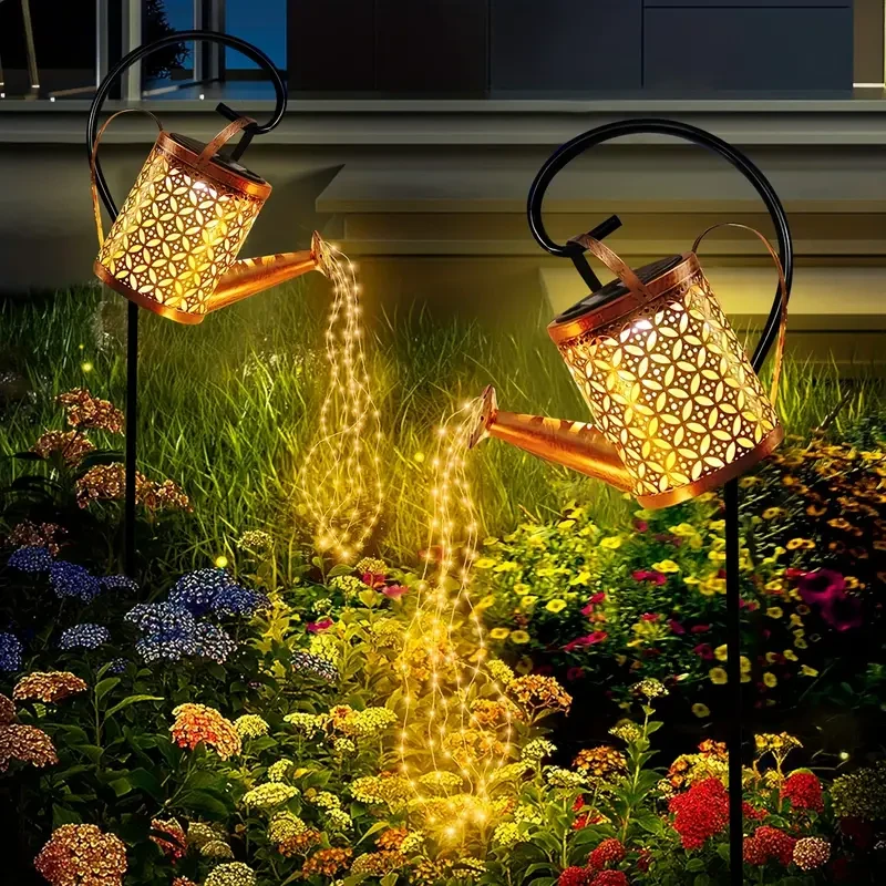 Solar-Powered LED Kettle Light - Metal Garden Lantern for Outdoor Patios, Lawns & Pathways