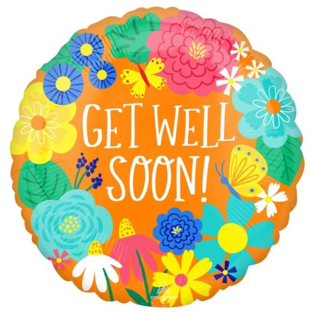 45cm Standard HX Get Well Soon Orange Floral