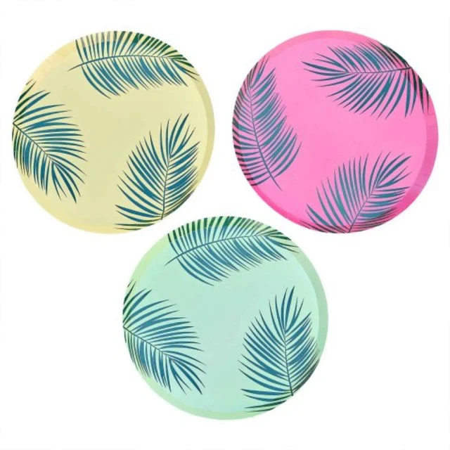 Tiki Tropics Hawaiian Palm Leaf Printed Paper Plates NPC - Pack of 8