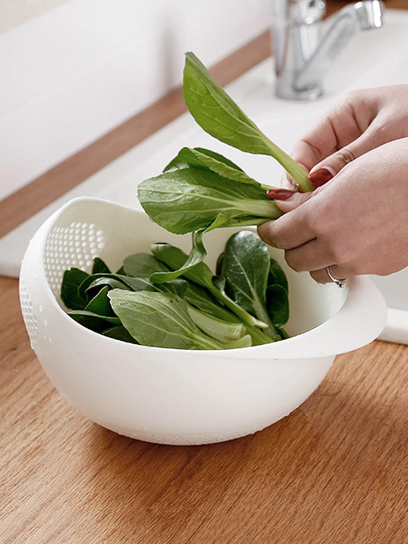 Silicone Colander Drain Basket Rice Bowl, Fruit Washing Basket