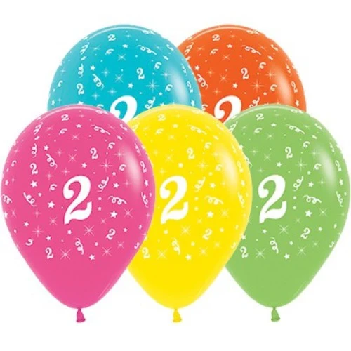 Balloons Age 2 Tropical Assortment  - Pack of 25