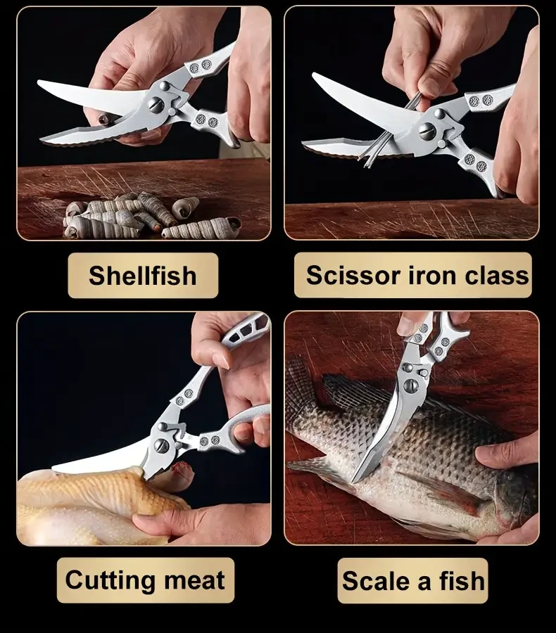 Stainless Steel Kitchen Scissors for Fish, Meat, Chicken, Fruits, Vegetables