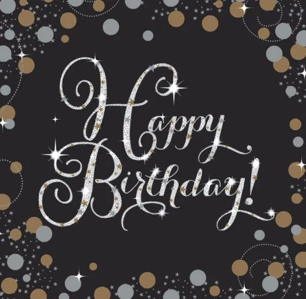 Sparkling Black 18th Birthday Lunch Napkins - Pack of 16