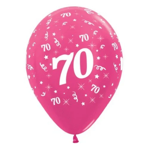 Balloons Age 70 Fuchsia Metallic  - Pack of 6