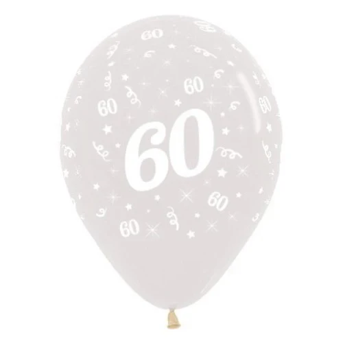 Balloons Age 60 Jewel Crystal Clear  - Pack of 6