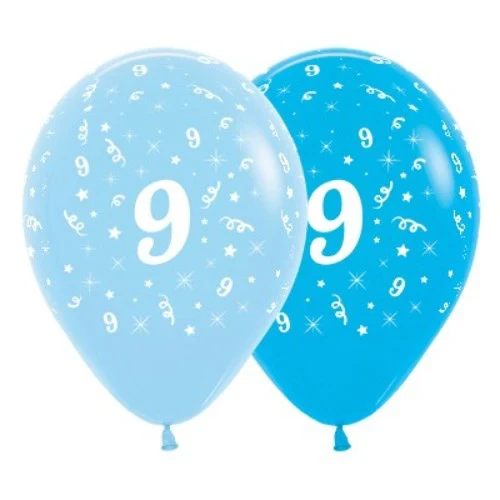 Balloons Age 9 Blue - Pack of 6