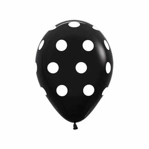 Balloons - Polka Dots on Fashion Black  - Pack of 12