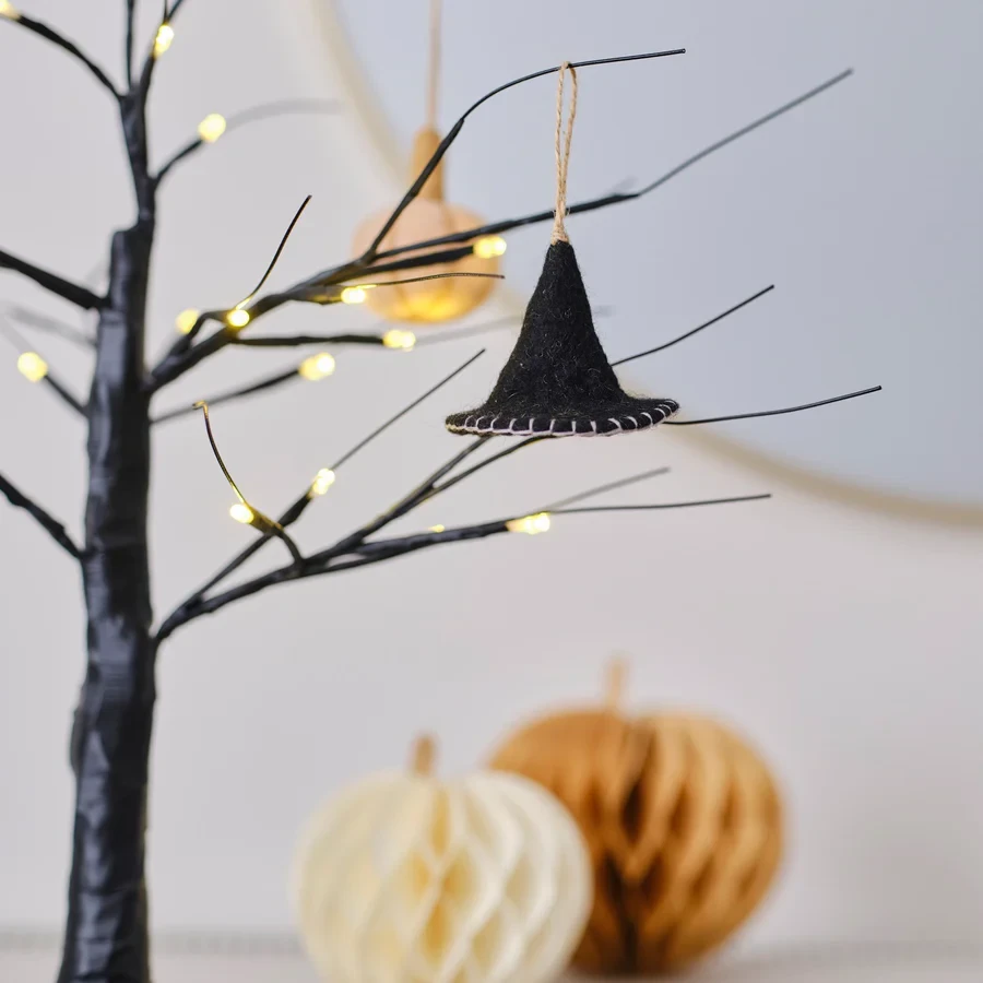 Tree Decoration - Pumpkin Spice Felt Witches Hat