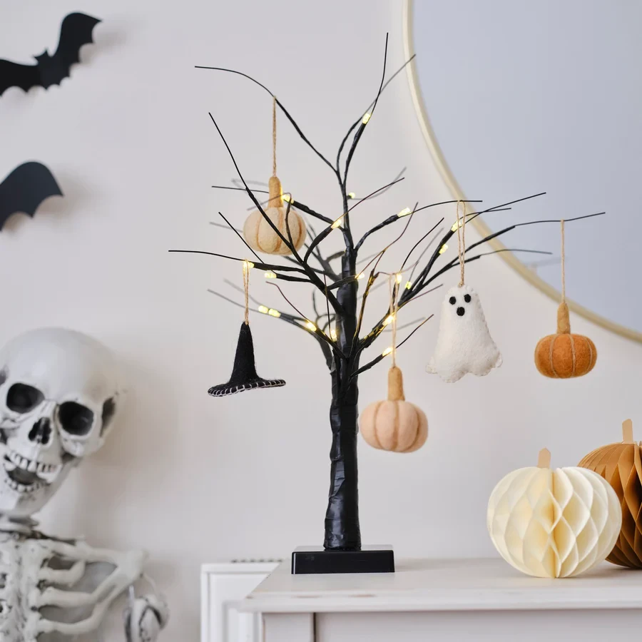Halloween Hanging Tree Decoration - Pumpkin Spice Felt Ghost