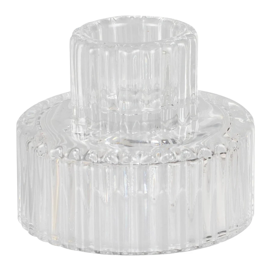 Candle Holders - White Christmas Clear Glass