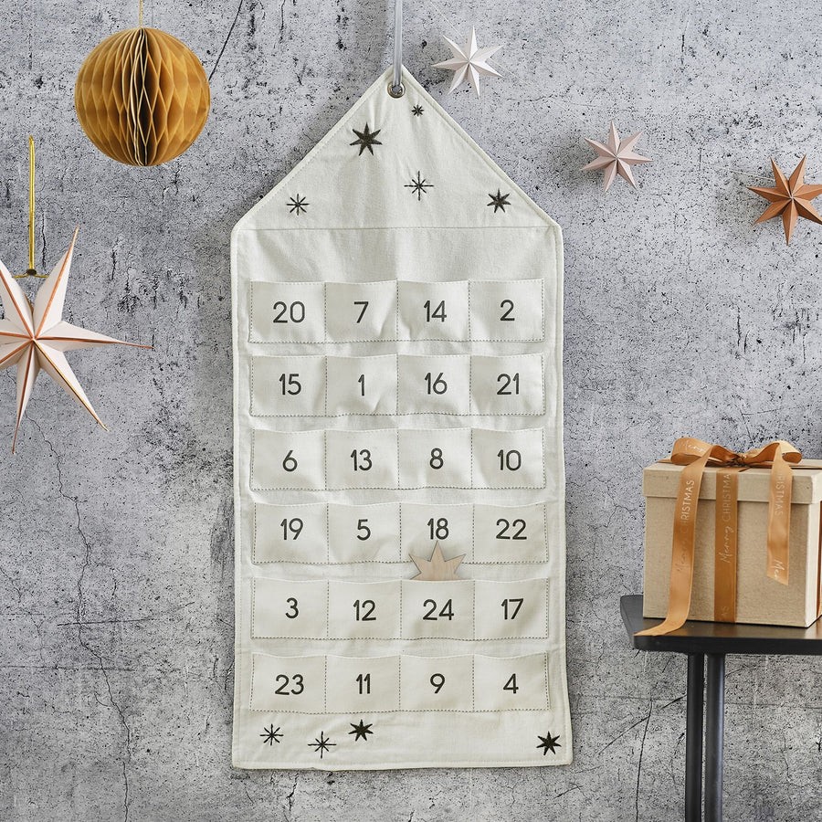 Fabric Advent Calendar - Cosy Copper with Wooden Star (68.8cm)