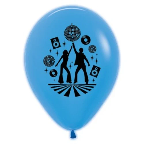 30cm Disco Theme Blue  Neon Latex Balloons - Pack of 6