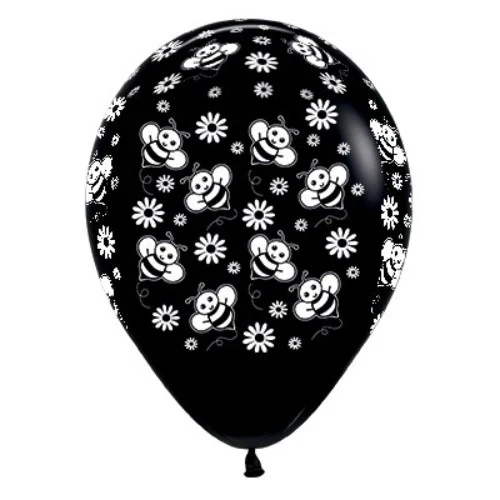 30cm Bumble Bee's & Flowers  Black - Pack of 6
