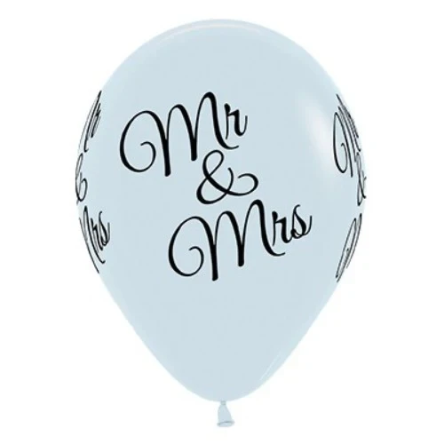 30cm Mr & Mrs White Latex Balloons - Pack of 25