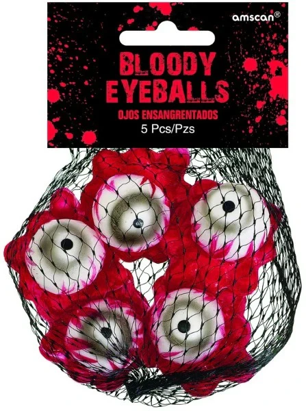 Halloween Decorations - Asylum Bloody Eyeballs (Plastic) - Pack of 5