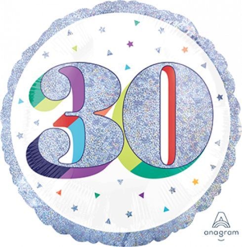 45cm Standard Balloon Holographic Here's to Your Birthday 30