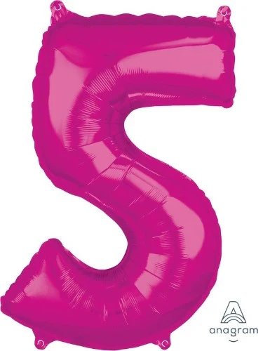 Numeral 5 Balloon Mid-Size Shape Pink
