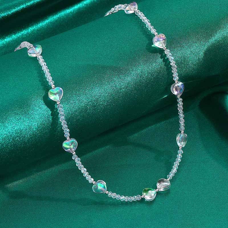 Women's Beaded Heart-shaped Crystal Necklace