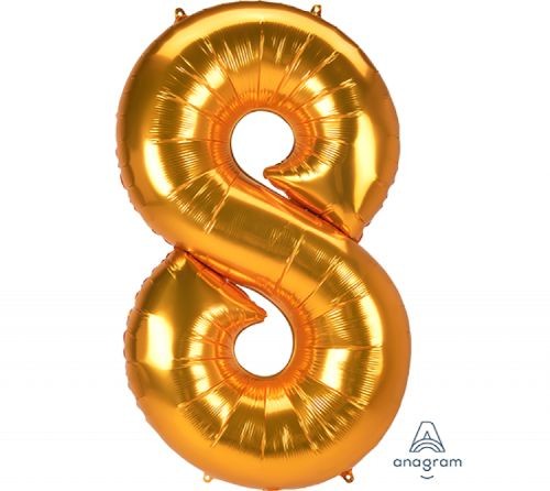 Foil Balloon -  Jumbo Number 8 Gold 78cm x 134cm