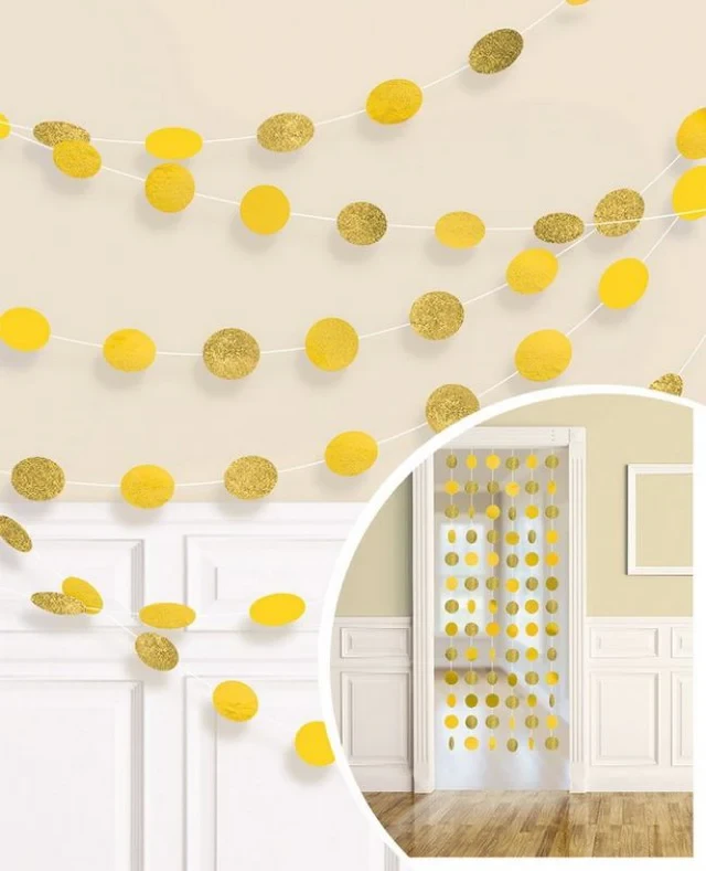 String Decorations Glitter Round Yellow Sunshine - (Pack of 6)