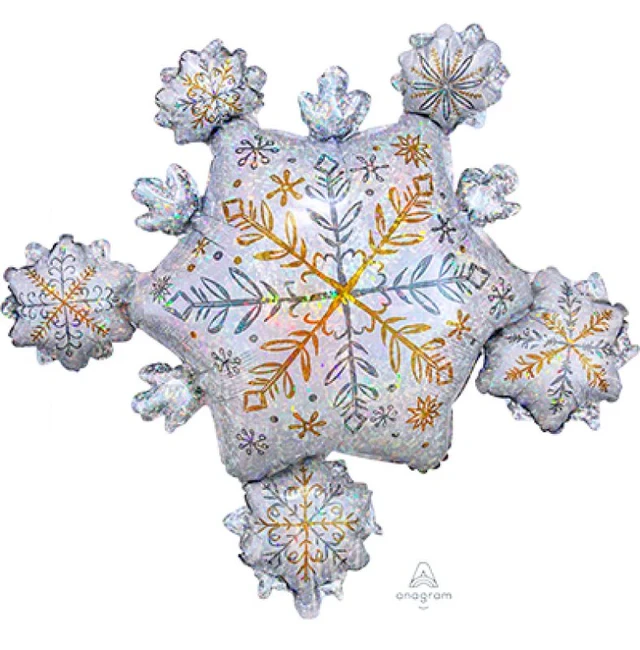 Foil Balloon - Supershape Holographic Shining Snowflakes Cluster