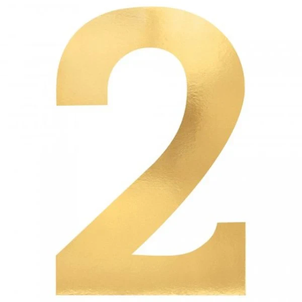 Small Foil Board Gold Cutouts Number 2 (Pack of 6)
